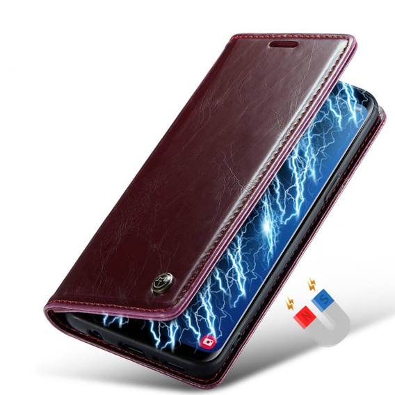 Etui z klapką CASEME do Samsung Galaxy S9+ Plus, Waxy Textured, czerwone