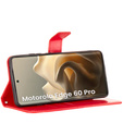 Stylowe etui z klapką do Motorola Edge 60 Pro, Crazy Horse Wallet - czerwone