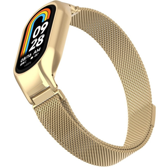 Pasek Bransoleta Milanese do Xiaomi Smart Band 10 / 9 / 8, Retro Złoty