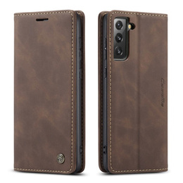 Etui CASEME do Samsung Galaxy S21 FE, Leather Wallet Case, kawowe