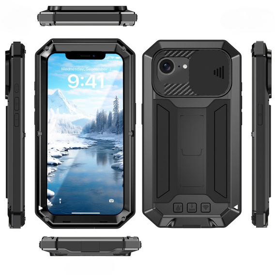 Etui pancerne do iPhone 16E, R-JUST, czarne