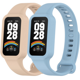 2x Pasek Silikonowy do Xiaomi Smart Band 9 Active / Xiaomi Redmi Band 3, Różowy, Niebieski