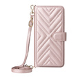 Etui z klapką do Xiaomi Poco F7 Ultra, Crossbody Leather Wallet, różowe