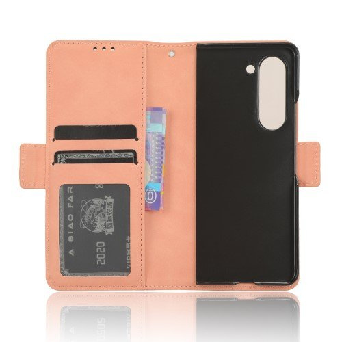 Etui z klapką do Samsung Galaxy Z Fold 5 5G, Card Slot, różowe