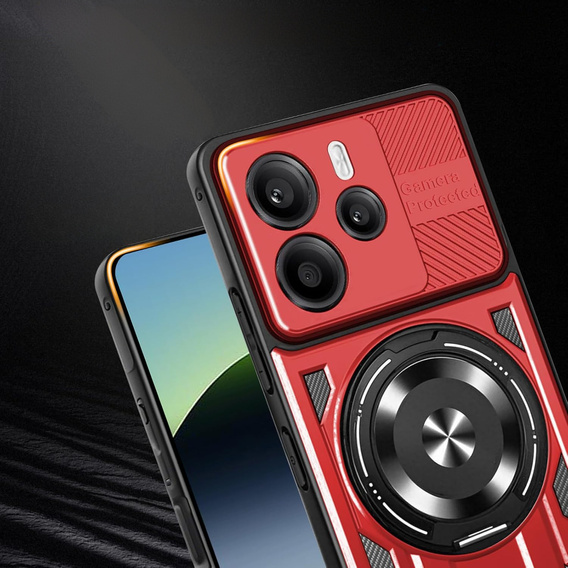 Etui Magnetyczne z Podstawką do Xiaomi Redmi Note 14 4G – Czerwone