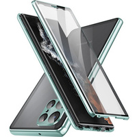 Etui do Samsung Galaxy S22 Ultra, Magnetic Dual Glass, zielone