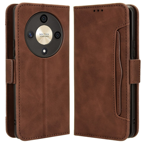 Etui z klapką do Honor Magic 6 Lite 5G, Card Slot, brązowe