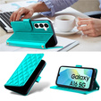 Etui z klapką do Samsung Galaxy A16 / A16 5G, Rhombus Crossbody Leather, zielone