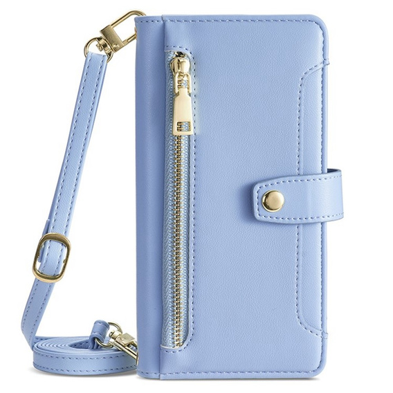 Etui z klapką do iPhone 17, Wallet Zipper Pocket, niebieskie