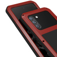 Etui Love Mei do Samsung Galaxy S21 FE, pancerne ze szkłem, czerwone
