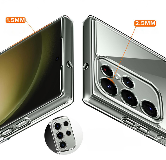 Etui do Samsung Galaxy S23 Ultra, Premium Armor Slim, przezroczyste + Szkło