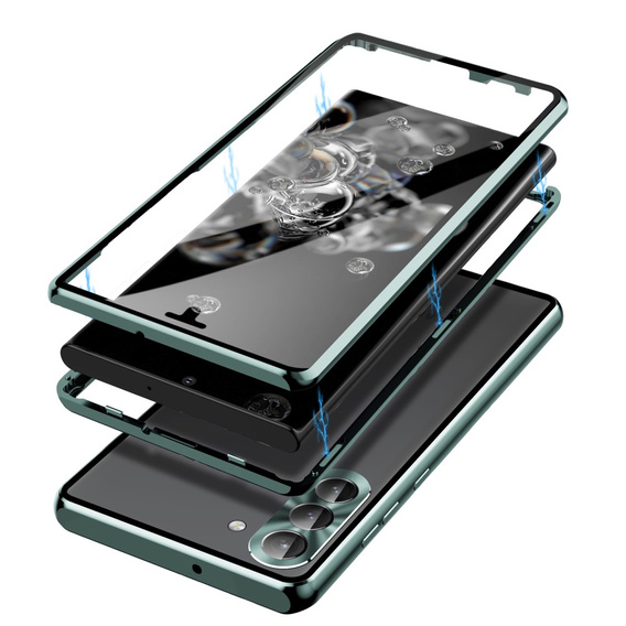 Etui do Samsung Galaxy S23 Plus, Magnetic Dual Glass, zielone