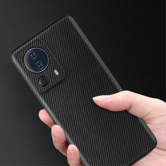 Etui skórzane do Xiaomi 13 Lite, Obudowa leather hybrid, Carbon Case, Czarne