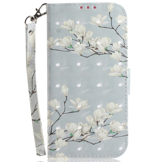 Etui z klapką do Samsung Galaxy A05s, Wallet, Magnolia Flowers szare