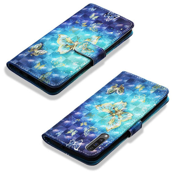 Etui Wallet do Samsung Galaxy A50/A30s, Light Spots Decor, Gold Butterfly