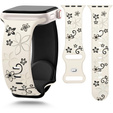 3x Pasek Silikonowy do Apple Watch 1/2/3/4/5/6/7/8/9/10/11/SE 38/40/41/42mm, kwiatki beżowy/różowy/czarny