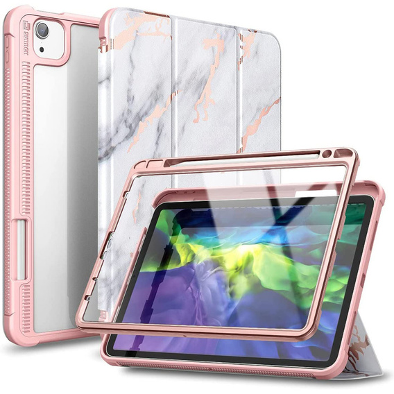 Etui do iPad Air 10.9" 2020 (4 gen.) / Pro 11" 2020/2018 (2/1 gen.), Suritch Full Body Marble, różowe