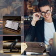 Etui do iPhone 17, ERBORD Vintage portfel z klapką, brązowe