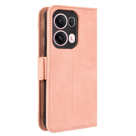 Etui z klapką do Oppo Reno 13 Pro, Card Slot, różowe