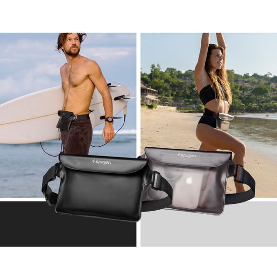 2x SPIGEN A620 Uniwersalna Wodoodporna Saszetka Waist Bag, Black