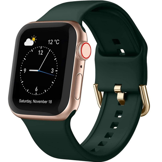 Pasek Silikonowy do Apple Watch 1/2/3/4/5/6/7/8/9/10/11/SE Ultra 1/2/3 42/44/45/46/49mm, Ciemnozielony