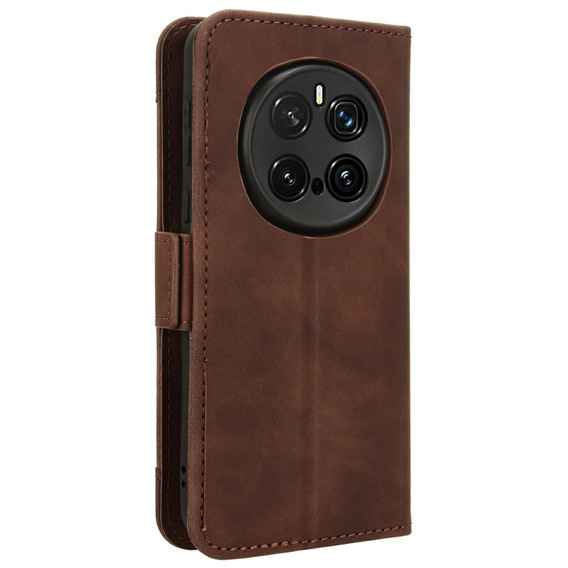 Etui z klapką do Honor Magic 7 Pro, Card Slot, brązowe