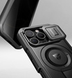 Etui pancerne do iPhone 16 Pro, Dexnor CamProtect MagSafe, z folią prywatyzującą - czarne (Dwie ramki)