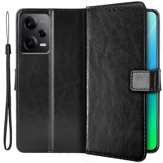 Etui z klapką do Xiaomi Redmi Note 12 Pro+ 5G, Crazy Horse Wallet, czarne