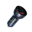 Baseus Particular 3.1 – przezroczysta ładowarka samochodowa 65 W USB-C + USB-A - szara