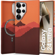 Etui do Samsung Galaxy S24 Ultra, Carbon Fiber MagSafe, pomarańczowe