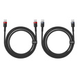 Baseus kabel Cafule USB‑C na USB‑C 2 m 100 W – czerwono‑czarny + szaro‑czarny (2 szt.)