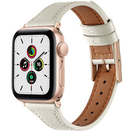 Pasek Skórzany do Apple Watch 1/2/3/4/5/6/7/8/9/10/11/SE Ultra 1/2/3 42/44/45/46/49mm, Beżowy
