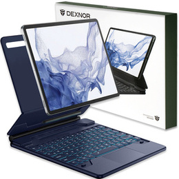 Etui z klawiaturą do Samsung Galaxy Tab S10+/ S9+/ S8+/ S7+/ S7 FE, Dexnor Magnetic Keyboard Touchpad, niebieskie