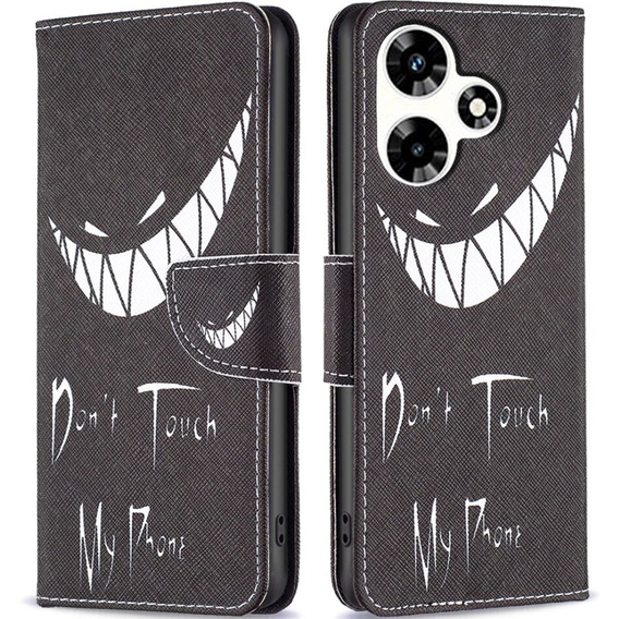 Etui z klapką do Infinix Hot 30, Wallet, Don't Touch My Phone czarne