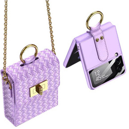 Etui Finger Ring z torebką do Samsung Galaxy Z Flip 3 5G, Fioletowe