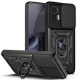 Etui do Motorola Edge 30 Neo 5G, pancerne Slide Ring, czarne + szkło 9H