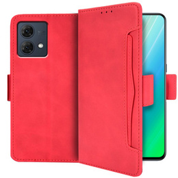 Etui z klapką do Motorola Moto G84 5G, Card Slot, czerwone