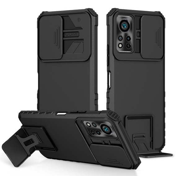 Etui pancerne do Infinix Hot 11s, Obudowa Camshield Case z podstawką, Czarne