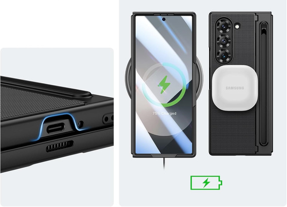 Etui do Samsung Galaxy Z Fold7 5G ze szkłem, z miejscem na rysik – czarne