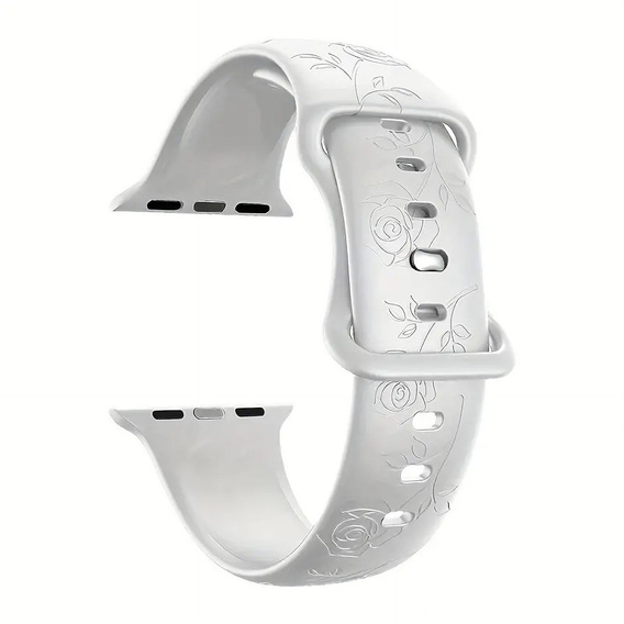 Pasek Silikonowy do Apple Watch 1/2/3/4/5/6/7/8/9/10/11/SE 38/40/41/42mm, Rose, Biały