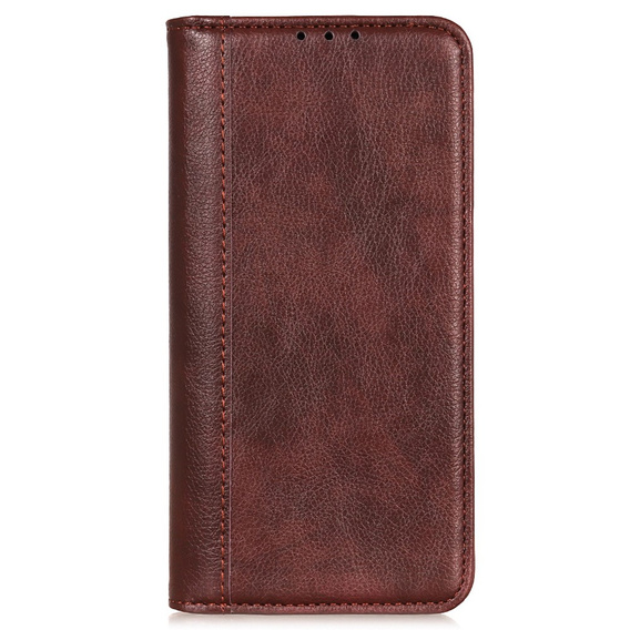 Etui portfelowe ze skóry Split Leather do Honor 200 Pro 5G – brązowe, z podstawką i kieszonkami