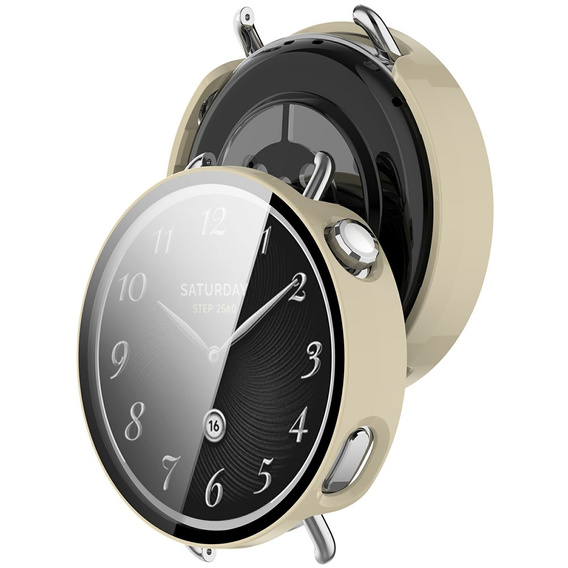 2w1 Etui + Szkło Hartowane do Xiaomi Watch S4 41mm, beżowe