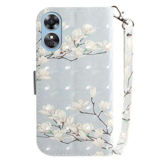 Etui z klapką do Oppo A17, Wallet, Magnolia Flowers szare