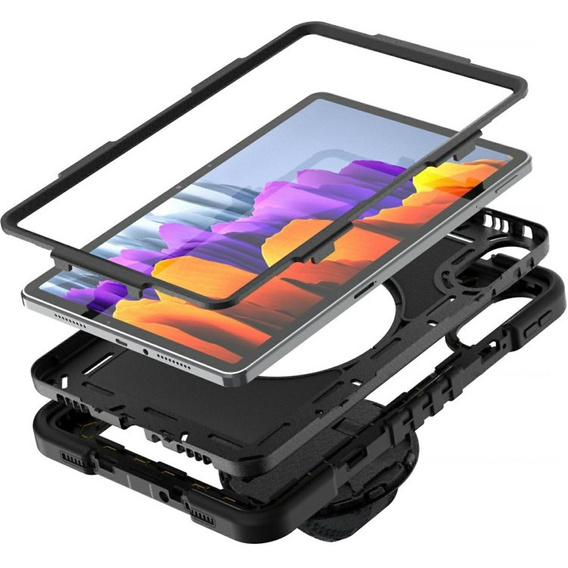 Pancerne etui do Xiaomi Redmi Pad 2, z podstawką i paskiem na ramię – czarne