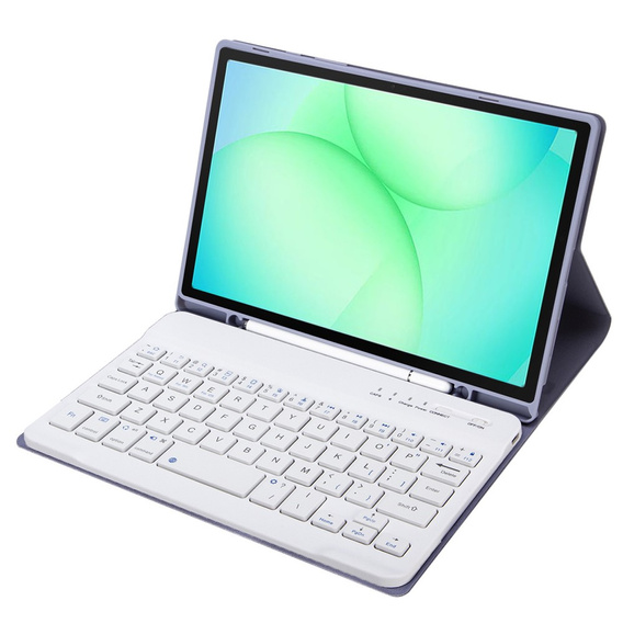Etui z klawiaturą do Samsung Galaxy Tab A11, Leather Pen Slot, fioletowe