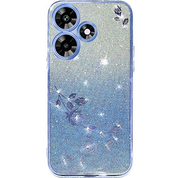 Etui do Infinix Hot 30i, Glitter Flower, niebieskie