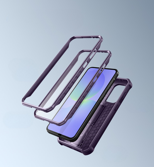 Etui pancerne do Samsung Galaxy A36 5G, Dexnor Kickstand Cam Protector, fioletowe
