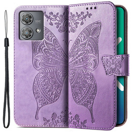 Etui z klapką do Motorola Edge 40 Neo, Butterfly, fioletowe