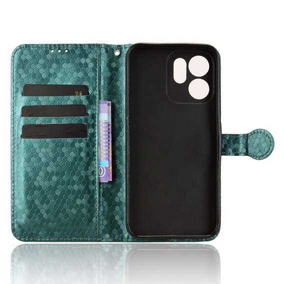 Etui z klapką do Oppo Reno 14 F / 14 FS, Wallet Rhombus, zielone