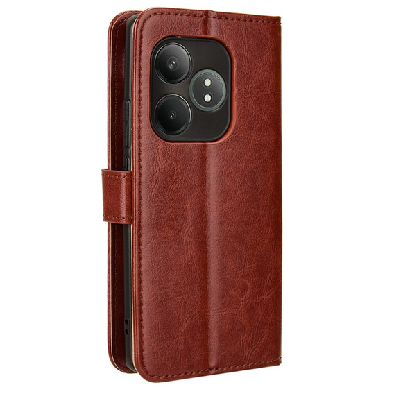 Etui z klapką do Realme GT 6 / 6T, Crazy Horse Wallet, brązowe